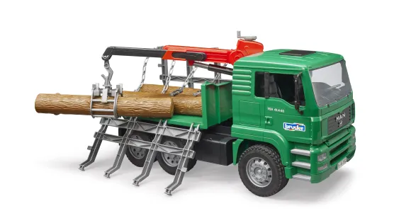 MAN – Ciężarówka Do Transportu Drewna Z Ruchomym Dźwigiem + kłody