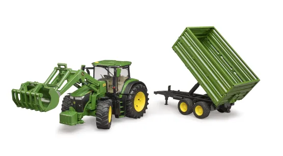 John Deere 7R + ładowacz czołowy + przyczepa