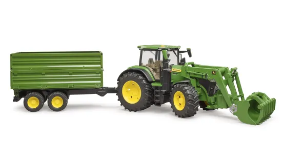 John Deere 7R + ładowacz czołowy + przyczepa