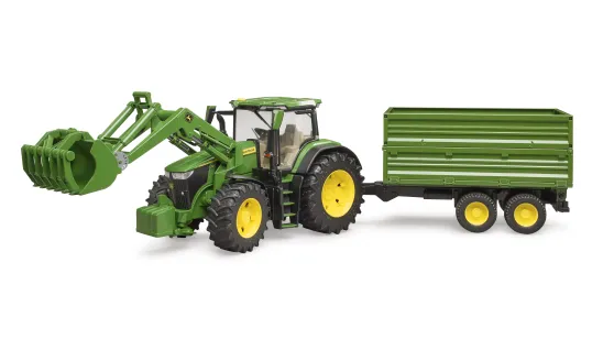 John Deere 7R + ładowacz czołowy + przyczepa