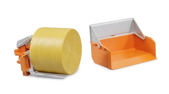 Skrzynia ładunkowa + widły, bela siana