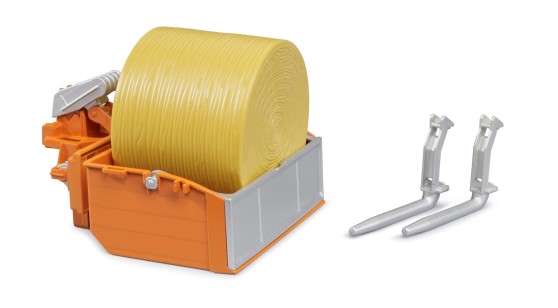 Skrzynia ładunkowa + widły, bela siana