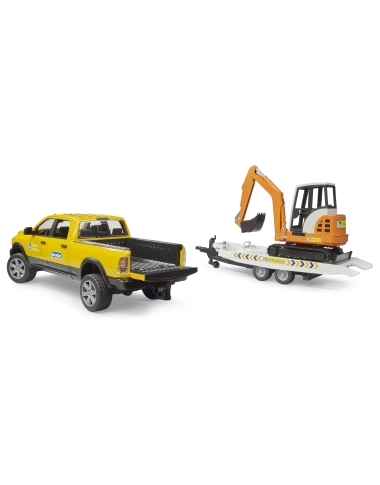 Pick-Up Ram Z Przyczepą I Mini Koparką