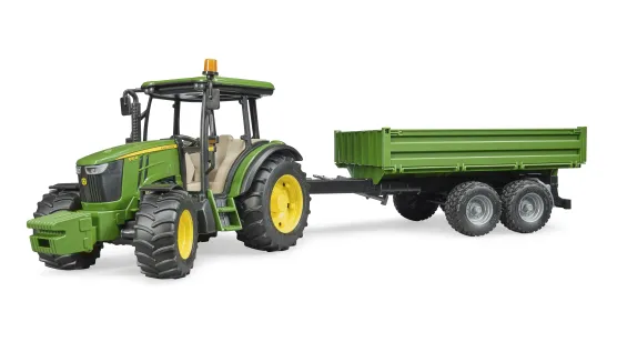 John Deere 5115M + przyczepa platformowa