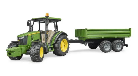 John Deere 5115M + przyczepa platformowa
