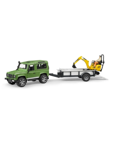 Land Rover Z Naczepą, Mikro Koparką I Kierowcą
