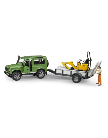 Land Rover Z Naczepą, Mikro Koparką I Kierowcą