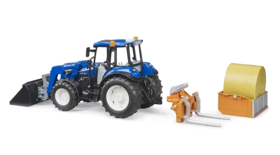 New Holland T5.120 + ładowacz czołowy, mobilna skrzynia, okrągła bela siana