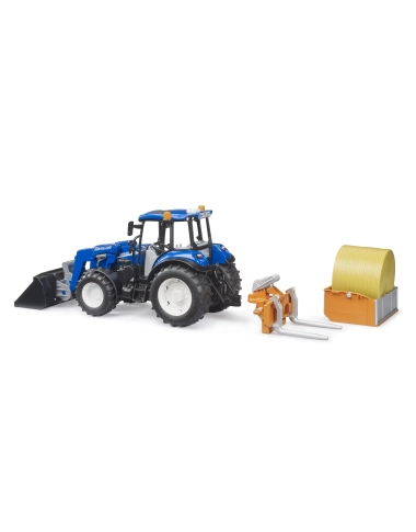 New Holland T5.120 + ładowacz czołowy, mobilna skrzynia, okrągła bela siana