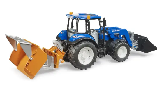 New Holland T5.120 + ładowacz czołowy, mobilna skrzynia, okrągła bela siana
