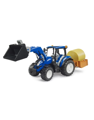 New Holland T5.120 + ładowacz czołowy, mobilna skrzynia, okrągła bela siana