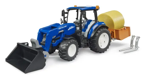 New Holland T5.120 + ładowacz czołowy, mobilna skrzynia, okrągła bela siana