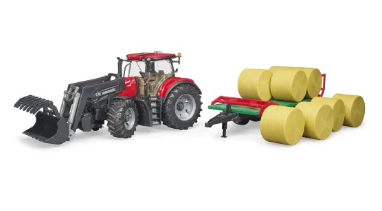 Case IH Optum 300 CVX + przyczepa do transportu bel
