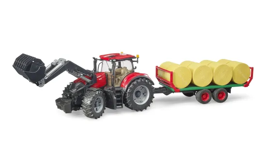 Case IH Optum 300 CVX + przyczepa do transportu bel